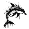 Dolphin Paint Splash Black