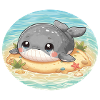 Whale on sandbank in the sea