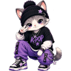 K-Pop-Katze im lila Hoodie