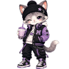 Purple Urban Kawaii Cat