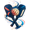 Rackets and ball in motion