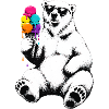 Eisbär mit Eis im Stencil Style  