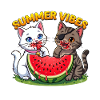 Chats d’été avec pastèque