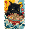 Süße Katze isst Ramen