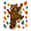 Climbing raccoon: Artful bouldering