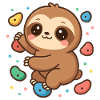Cute kawaii sloth climbing & bouldering