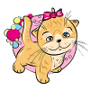 Playful Kitten with Pink Bow