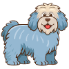 Hellblauer zotteliger Hund (Comic)