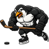 Pinguin Eishockey Spieler Comic Motiv