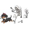 Dachshund and Skeleton Halloween Chase
