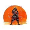 Samurai-Wächter in purpurroter Rüstung