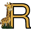 Giraffe with golden R