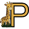 Giraffe neben Großbuchstabe P