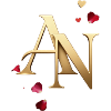 Golden AN initials with rose petals