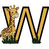 Giraffe next to golden V