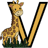 Giraffe im Dschungel mit Großem V