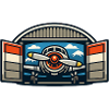 Retro Propeller Flugzeug Hangar