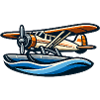 Retro Seaplane Over Waves