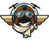 Wing pilot motif with glasses & scarf