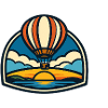 Sunrise balloon over sea