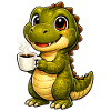 Dino mit Kaffee