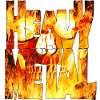 Flaming Skull Heavy Metal Lettering
