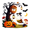 Whimsical Halloween Ghosts and Pumpkins