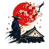 Samurai unter Kirschblüten