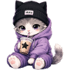 Purple kitten bubble drink