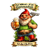 Garten-Gnom mit Bier und Spaten