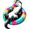 Otter mit Eis im Stencil Style