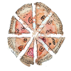 Wassergemalte Pizza Segmente