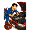 Animated mechanic on the engine