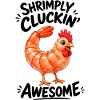 Hen with Shrimps Funny Cartoon Motif