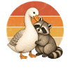 Gans und Waschbär