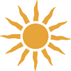 Sun symbol in warm orange