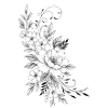Black and white linear flowers