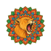 Lion, roaring in the mandala