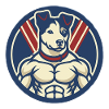 Muskulärer, patriotischer Hund