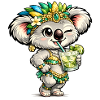 Sweet koala with caipirinha cocktail