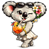 Sweet koala with tropical cocktail