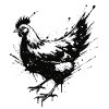 Hen Black Ink Splatter