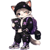 Purple Student Cat and Stars