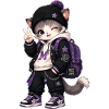Kawaii Violet Kitten on a Trip