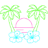 Neon Tropical Beach Sunset