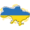 Ukraine-Flaggenkarte Silouette mit Blumenumriss