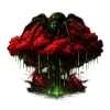 Green spider magic over red cloud