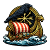 Raven Rudder Viking Ship Emblem