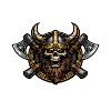 Viking Skull with Axes Emblem