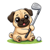 Cute Pug Golfer Cartoon